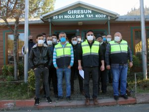 Kamyonculardan Giresun Limanı’na Destek