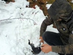Kar Suyundan Çay Yaptı, Buz Gibi Suya Girdi