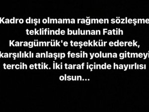 Emre Çolak, Karagümrük’le Sözleşmesini Feshetti