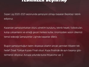 Sivasspor Beşiktaş’ı Tebrik Etti!