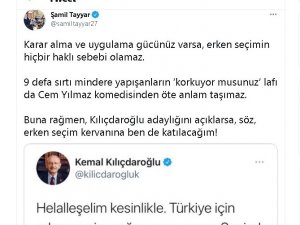 Milletvekili Tayyar’dan Erken Seçim Çağrısına Şartlı Destek