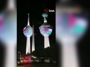 Kuveyt Kuleleri’ne Filistin Bayrağı Silüeti Yansıtıldı