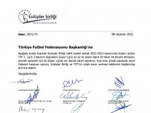Kulüpler Birliği: "Süper Lig, İki Sezon Daha 20 Takımla Devam Etsin"