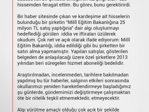 Bakan Selçuk: "Milli Eğitim Bakanlığı Bu Şirketten Bir Satın Alma Yapmamıştır"