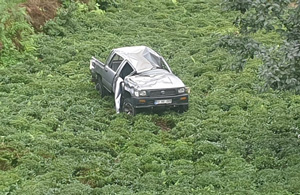 Rize'de kamyonet çay bahçesine yuvarlandı, 150 metre yuvarlanan araçtakilerin burnu bile kanamadı