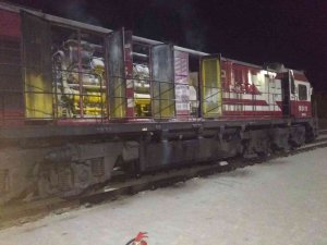 Tokat’ta Yük Treninin Lokomotifinde Yangın