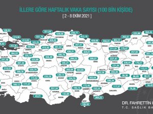 Bakan Koca, İllere Göre Her 100 Bin Kişide Görülen Covid-19 Vaka Sayılarını Açıkladı