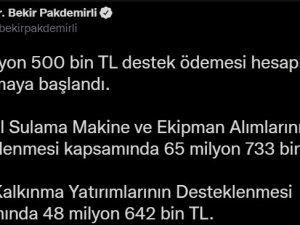 Bakan Pakdemirli: "124 Milyon Liralık Destek Ödemesi Hesaplara Aktarılmaya Başlandı"