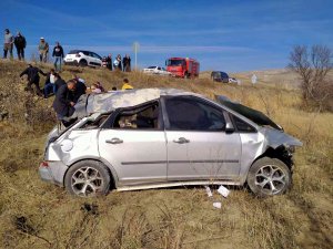 Domuz Sürüsüne Çarpan Otomobil Tarlaya Uçtu: 2 Yaralı