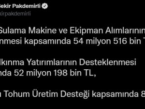 Bakan Pakdemirli: “107 Milyon 557 Bin Liralık Destek Ödemesi Hesaplara Aktarılmaya Başlandı”