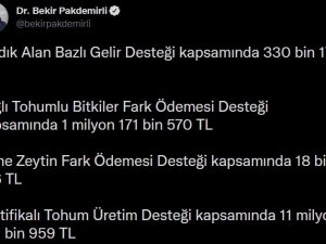 Bakan Pakdemirli: “13 Milyon Lirayı Aşkın Destek Ödemesi Hesaplara Aktarılmaya Başlandı”