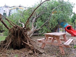 Antalya’da Deprem Korkusu Yaşatan Hortum Mahalleyi Savaş Alanına Çevirdi