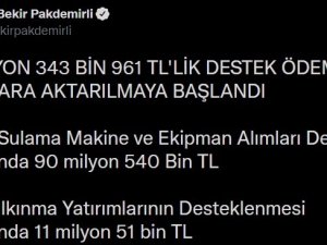 Bakan Pakdemirli: “138 Milyon 343 Bin Liralık Destek Ödemesi Hesaplara Aktarılmaya Başlandı”