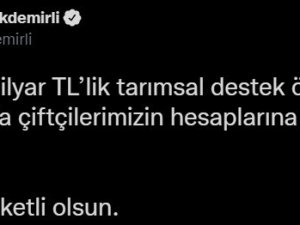 Bakan Pakdemirli: “2,7 Milyar Liralık Tarımsal Destek Ödemesini Çiftçilerimizin Hesaplarına Aktarmaya Başlıyoruz”