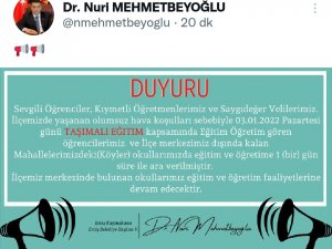 Erciş’te Olumsuz Hava Şartları Sebebiyle Taşımalı Eğitime 1 Gün Ara Verildi