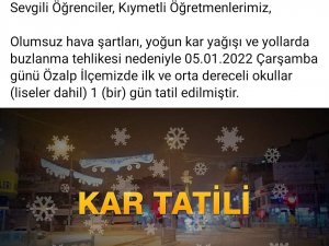 Özalp’ta Okullar Tatil Edildi