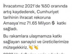 Amasya Valiliği: “İ̇hracatımız 2021’de Yüzde 50 Oranında Arttı”
