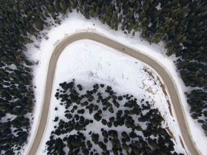 Kar Manzarası İle Mest Eden Ilgaz Dağı, Havadan Görüntülendi
