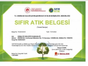 Kemaliye Belediyesine Sıfır Atık Belgesi