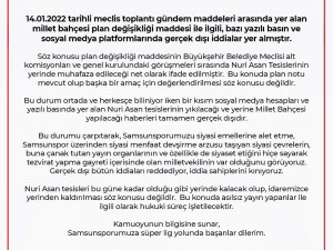 Büyükşehir’den ‘Nuri Asan Tesisleri’ Açıklaması