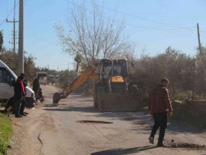 Vatandaşlardan Yoldaki Çukurlara Saksılı Eylem