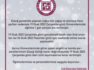 Fırat Üniversitesinde Eğitime Kar Tatili