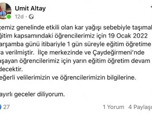 Devrek’te Kar Nedeniyle Taşımalı Eğitime Yarın Tatil