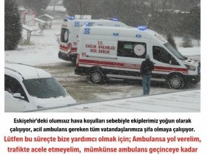 Eskişehir 112’den Olumsuz Hava Koşulları Nedeniyle Sürücülere Çağrı