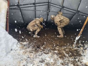 Yıkılan Çadırın Altına Kalan Hayvanlar Jandarma Tarafından Kurtarıldı