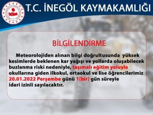 İ̇negöl’de Eğitime Kar Engeli