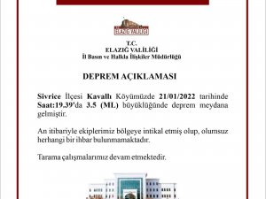 Elazığ Valiliğinden Deprem Açıklaması