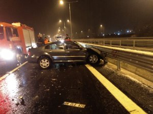 Kuzey Marmara Otoyolu’nda İşletmeye Ait Kar Küreme Aracına Arkadan Çarptı