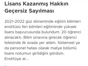 Yüksek Lisansı Kazandı, Üniversite Reddetti