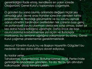 Bursaspor Taraftarı Yönetimi Yeniden İstifaya Davet Etti