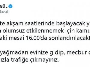 Gaziantep’te Kamu Mesaisi 16.00’da Bitecek