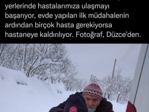 Bakan Koca Düzce’deki Sağlıkçıların Karla Mücadelesini Paylaştı