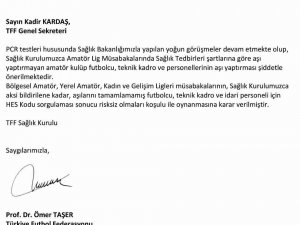 Amatörlerde Test Zorunluluğu Kalktı