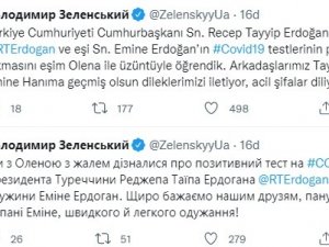 Ukrayna Devlet Başkanı Zelenskiy’den Cumhurbaşkanı Erdoğan’a "Geçmiş Olsun" Mesajı