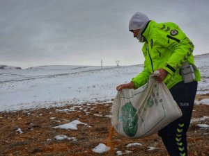 Karda Yiyecek Bulmakta Zorlanan Hayvanlara Polis Şefkati