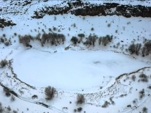 Ağın’da Buz Tutan Tektonik Sülüklü Göl, Dron İle Görüntülendi