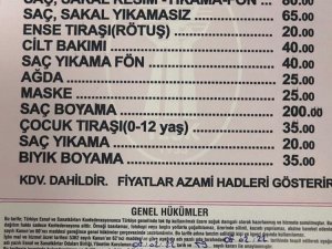 Sinop’ta Berber Tarifesi Yenilendi: Saç-sakal Tıraşı 65-80 Tl