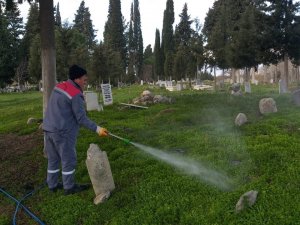 Burhaniye’de Mezarlıklarda Yabani Ot İlaçlaması