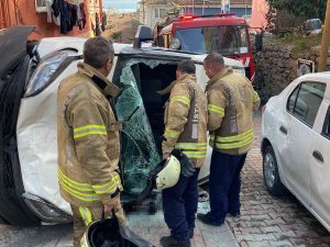 Sarıyer’de Ticari Araç Takla Attı: 1 Yaralı