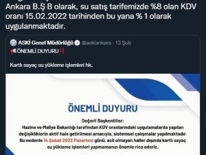 Ankara’da Su Faturalarında Kdv İndirimi Uygulaması 3 Gün Önce Başladı