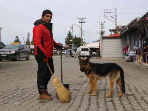 Artvin’de Temizlik İşçisi İle Köpeğin Kıskandıran Dostluğu