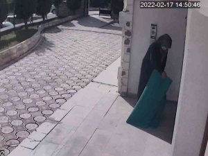 Elinde Ekmek Poşetiyle Apartmanın Önüne Gelip Paspası Çaldı
