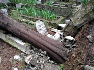 Fırtınanın Kökünden Söktüğü Ağaçlar Mezarlara Zarar Verdi