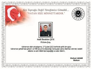 Pençe-yıldırım Harekatı Bölgesinde Silah Kazası Sonucu Bir Uzman Çavuş Şehit Oldu