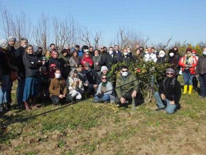 Burhaniye’de Kaymakam Memiş Kursiyerleri Ziyaret Etti, Budama Yaptı