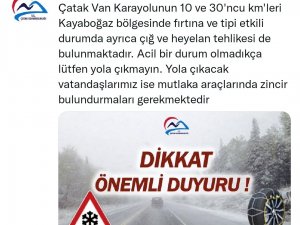 Van-çatak Karayolunda Fırtına Ve Tipi